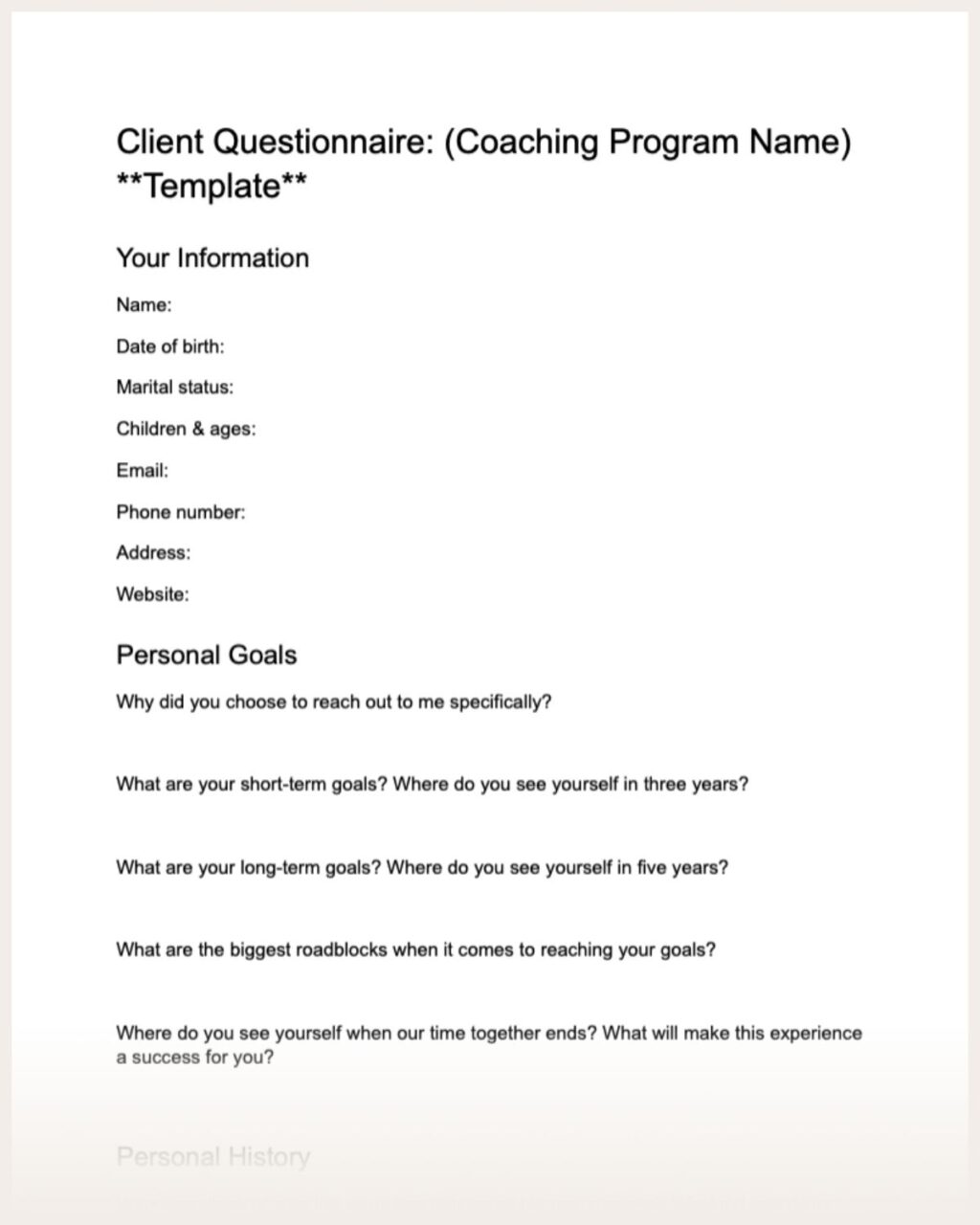 coaching intake